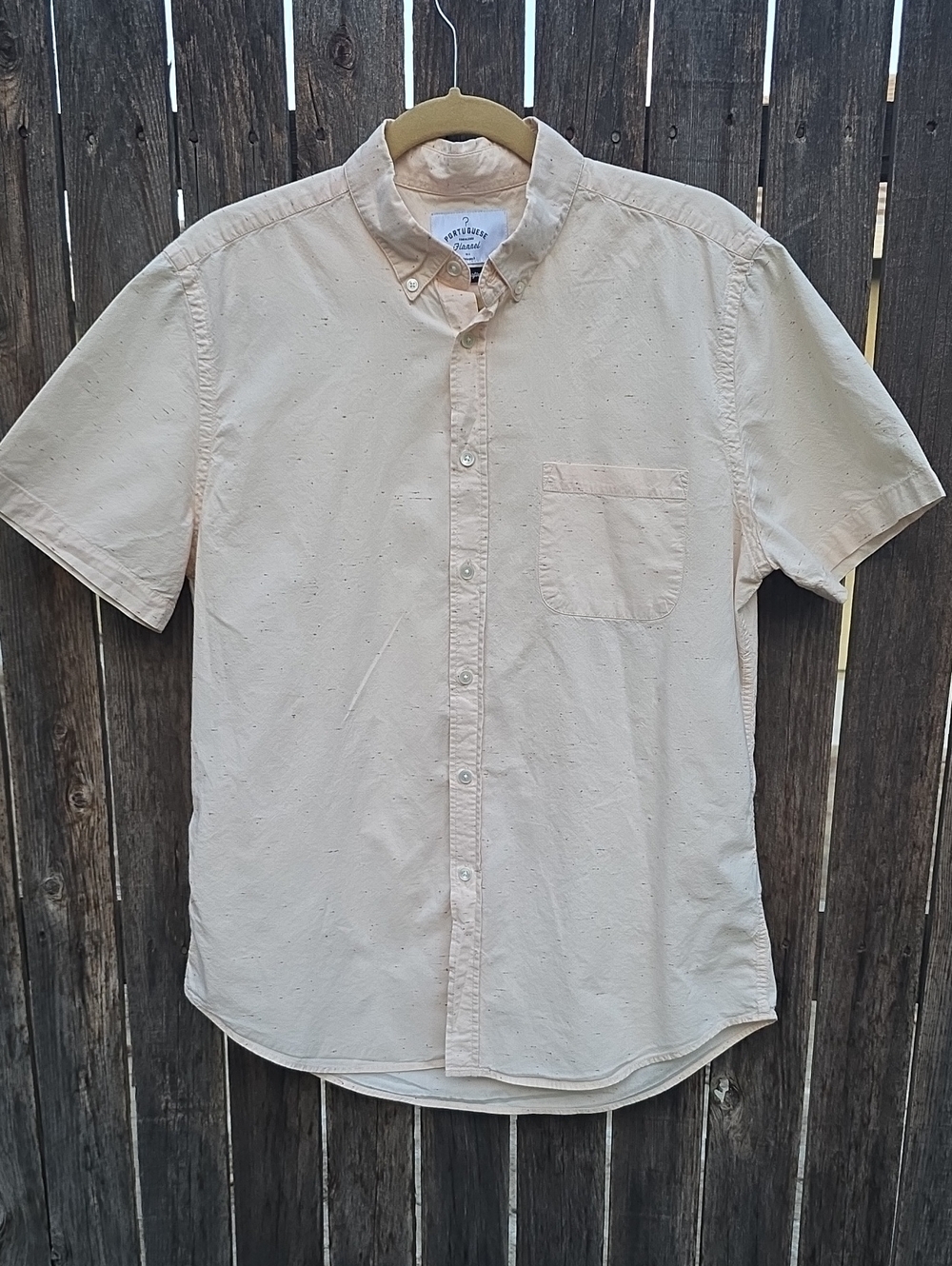 Short-Sleeve Master Craftsmen Button-Down Shirt in Cream Muliti-colored Specks